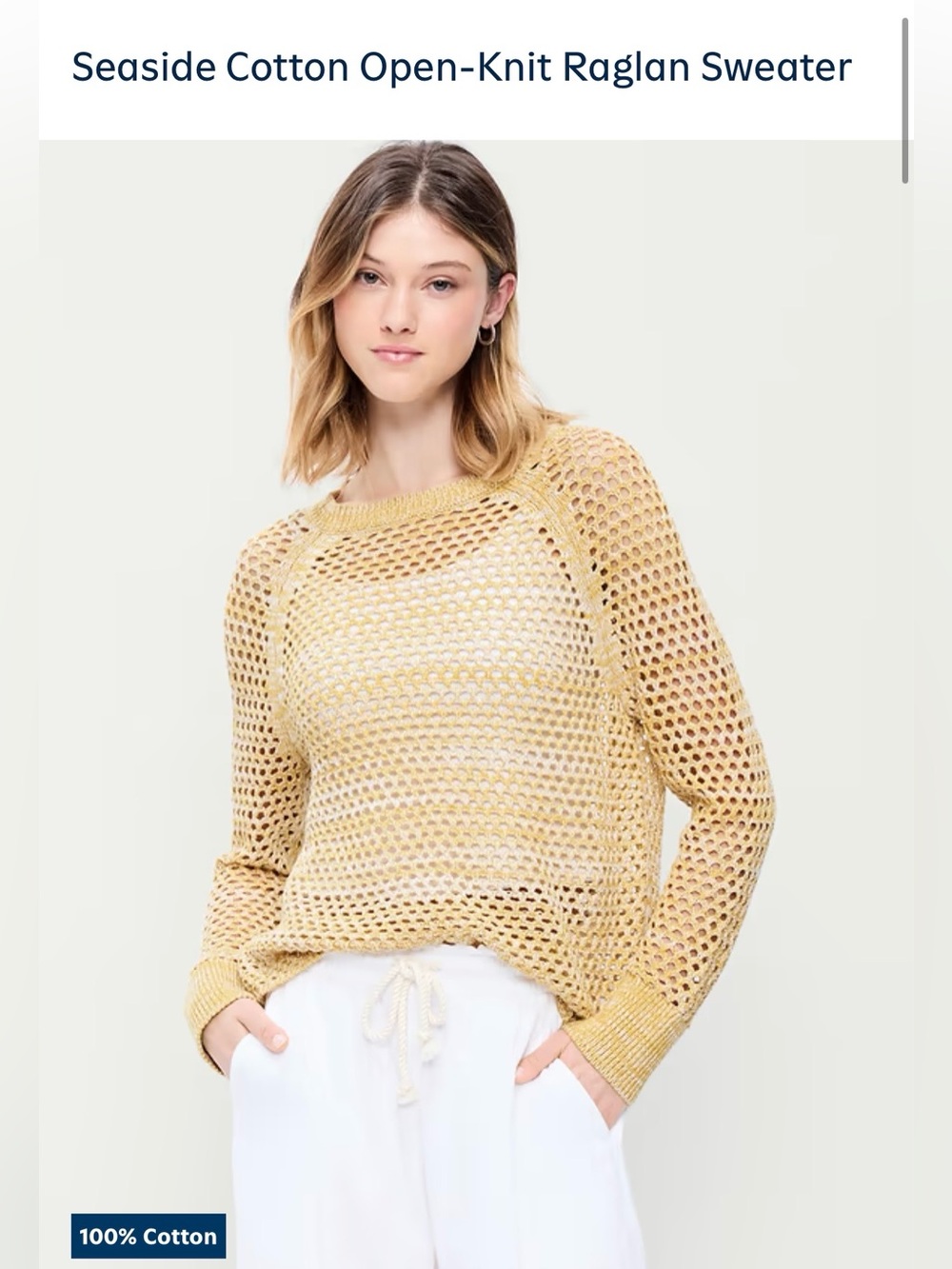 Seaside Cotton Open-Knit Raglan Sweater - Picture 3 of 7